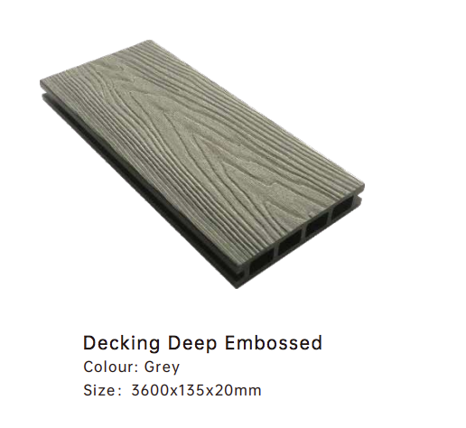 iCladd Decking Deep Embossed Grey 3600 x 135 x 20mm